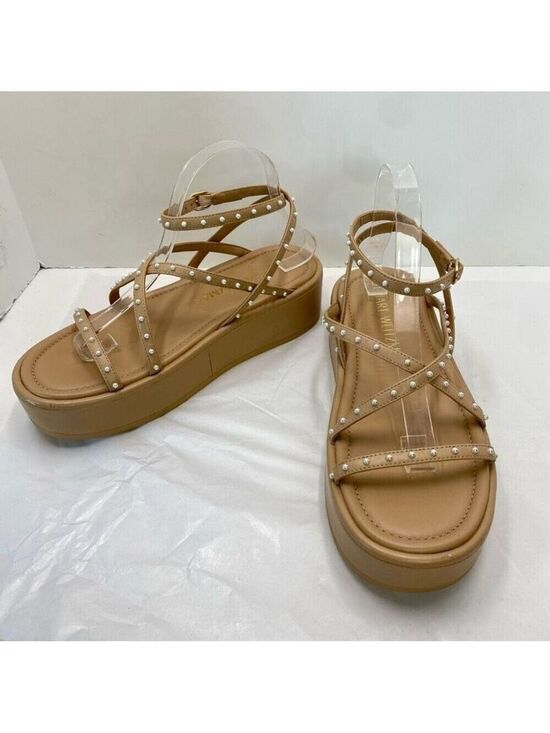 Stuart Weitzman Shoes - Stuart Weitzman Summerlift faux pearl embellished leather platforms sandals Wome